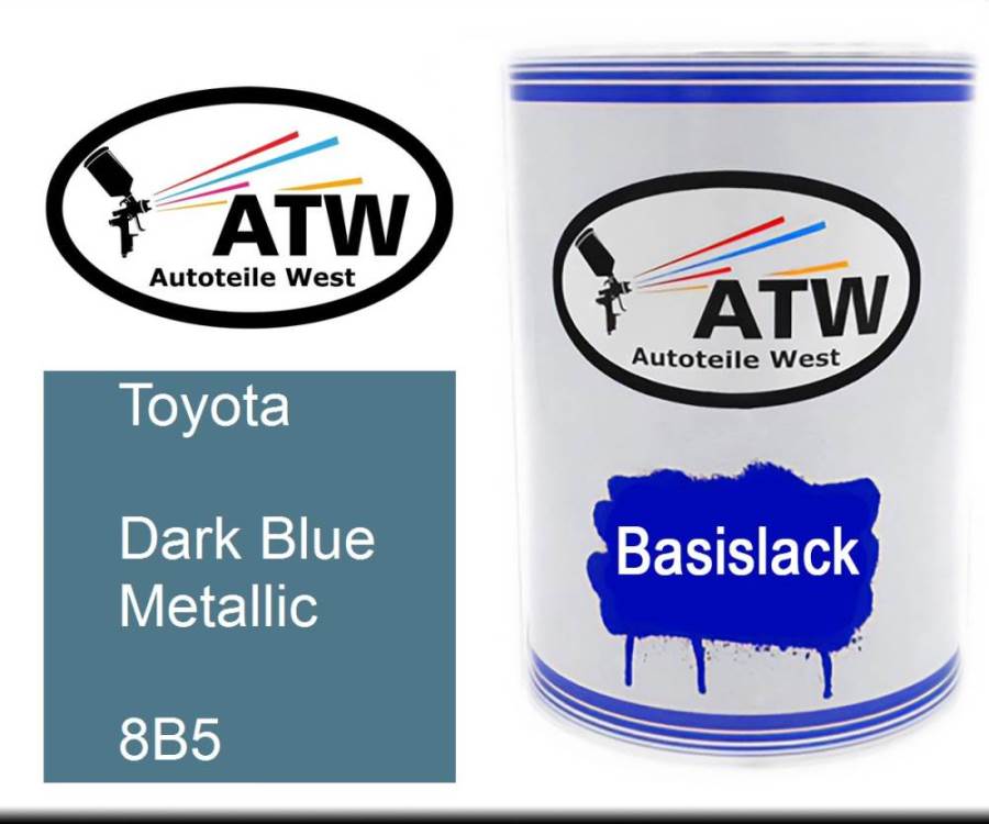 Toyota, Dark Blue Metallic, 8B5: 500ml Lackdose, von ATW Autoteile West.